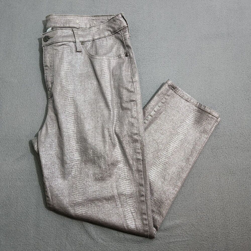 Chico's Women 3 US 16 Gray High Rise Snake Skin Skinny Jeans